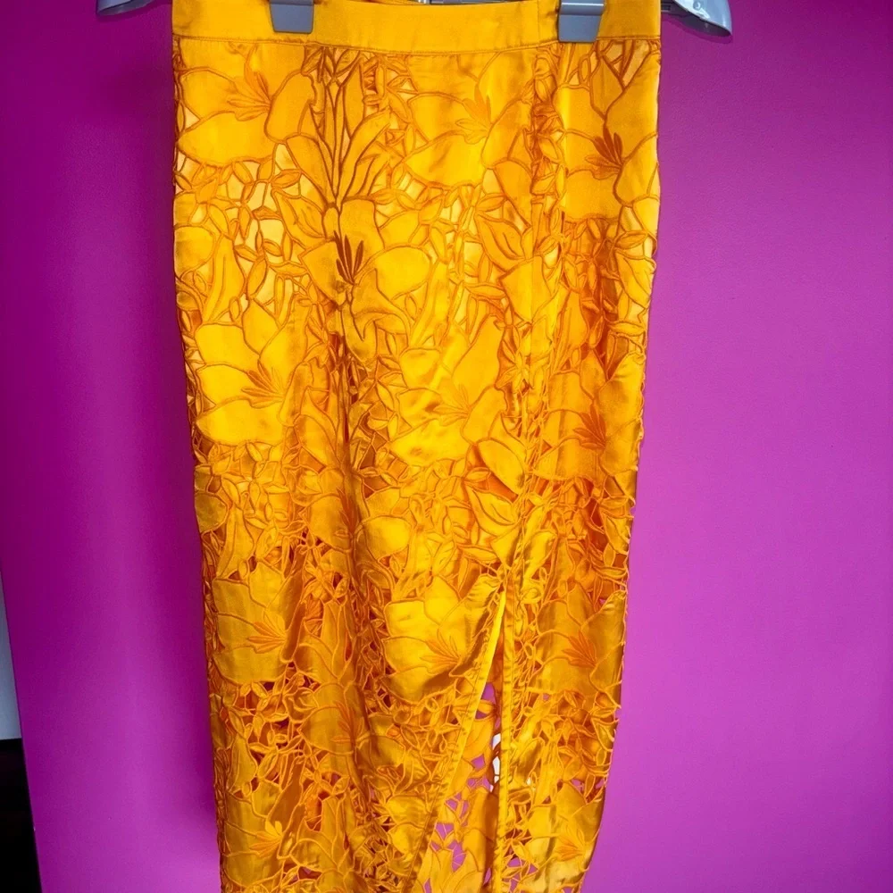 Ramy Brook ladies vibrant yellow bohemian midi skirt NWT MSRP $595 - Picture 3 of 9